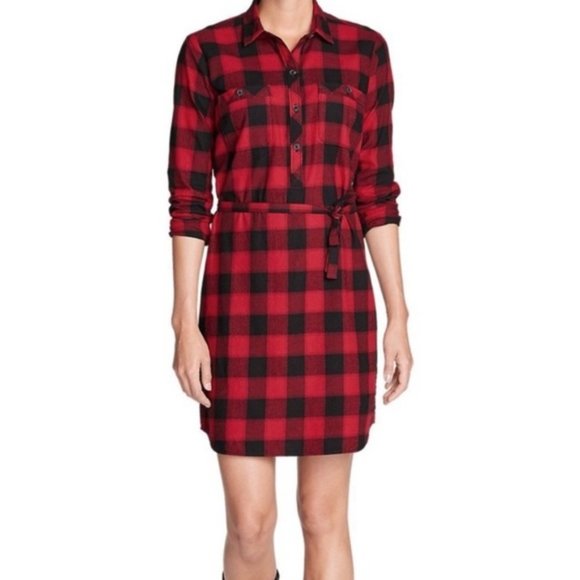 Eddie Bauer Hadley Buffalo Plaid Red Dress NEW 10 - Picture 2 of 10